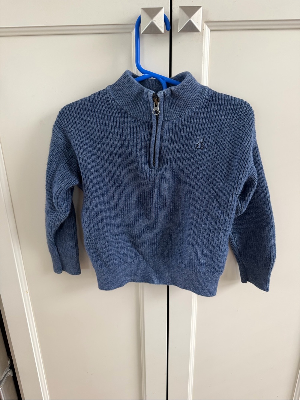 GAP 2t Blue Half-Zip Knit Sweater with bear Emblem